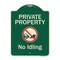 Signmission Designer Series-Private Property No Idling With Graphic, 24" H, G-1824-9775 A-DES-G-1824-9775 - alternate 1